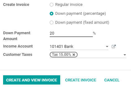 How to configure a down payment on Odoo Sales.
