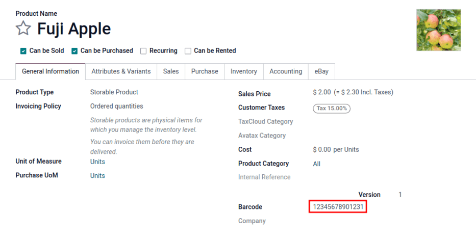 Enter 14-digit GTIN into the Barcode field on product form.