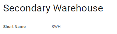 Short name field of a warehouse on Odoo Inventory.