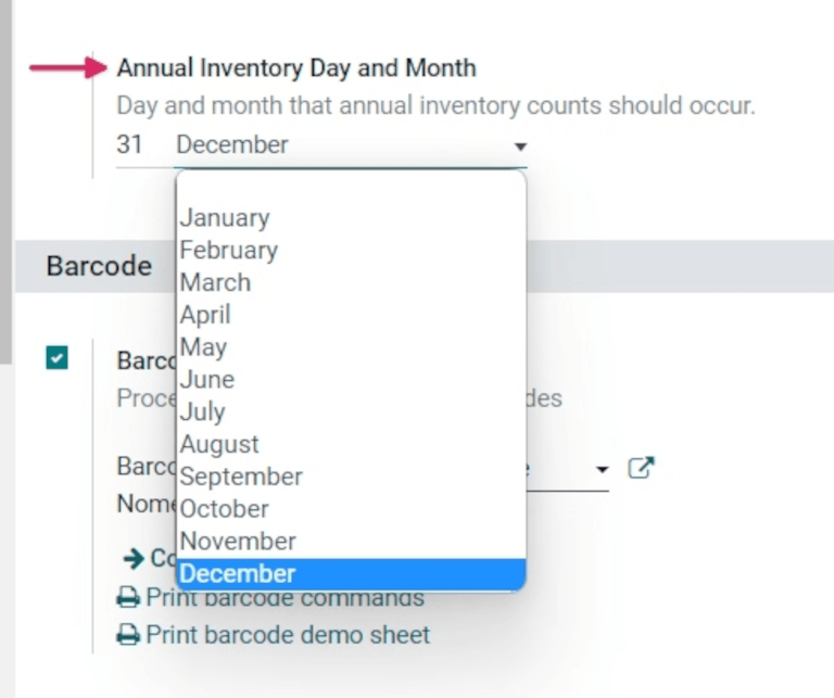 Frequency field in inventory app settings.