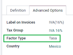 Taxes configuration.