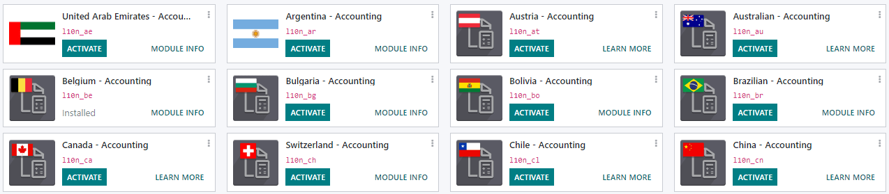 Install the appropriate module as fiscal localization package in Odoo Accounting.