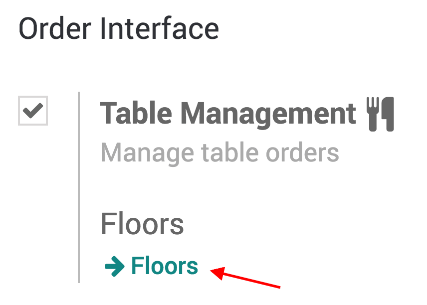 View of the table management feature. Way to manage and create floors for a pos