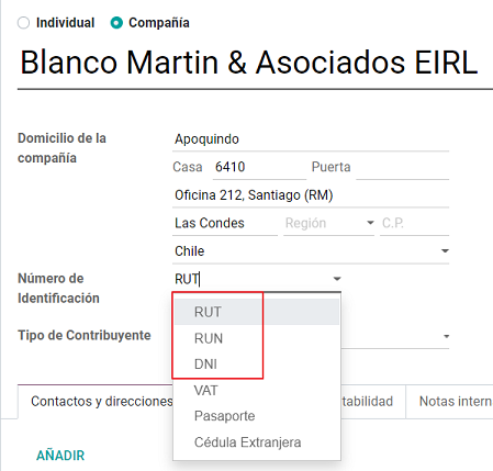 Tipos de identificación para Chile.