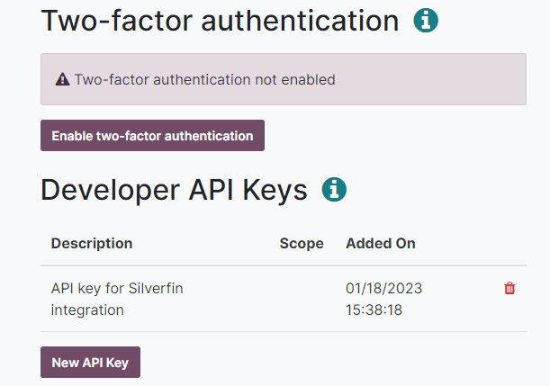 Creación de una clave API externa para un usuario de Odoo