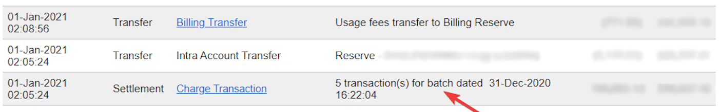 Liquidación por lotes de un extracto de Authorize.net