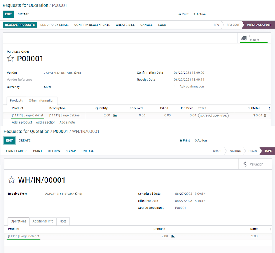 Números de  aduana de compra.