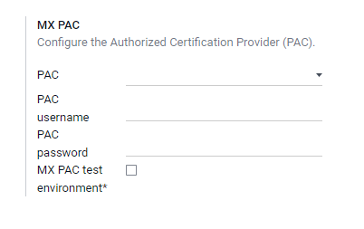 Credenciales del proveedor autorizado de certificación.