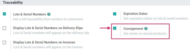 Active el ajuste Consigna en la configuración del inventario