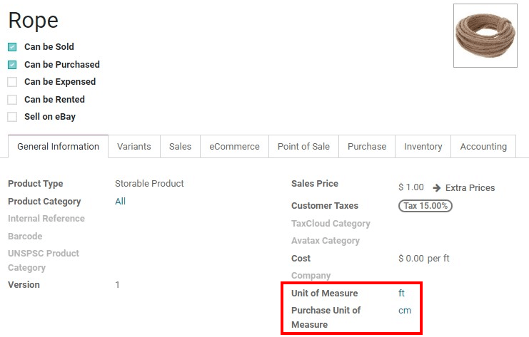 Especificar la unidad de medida para vender un producto y para el momento de la compra.