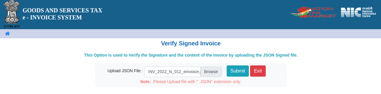 seleccione el archivo JSON para verificar la factura