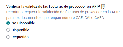 Verificación de la validez de las facturas de proveedor en la AFIP.