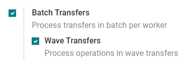 Vista de la configuración de la aplicación Inventario para habilitar la opción de Traslado por olas.